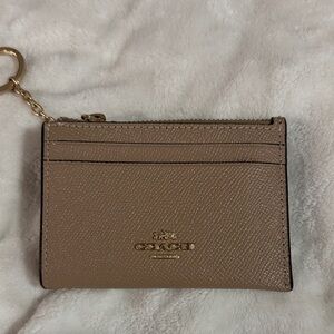 Coach Key Ring Card Case in Taupe